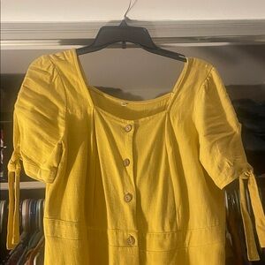 Sunny Yellow Dress with Button Front